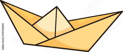 Yellow origami sailboat clip art
