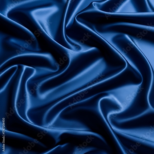 Wallpaper Mural Elegant Blue Satin Fabric with Flowing Drapes and Luxurious Texture. Torontodigital.ca