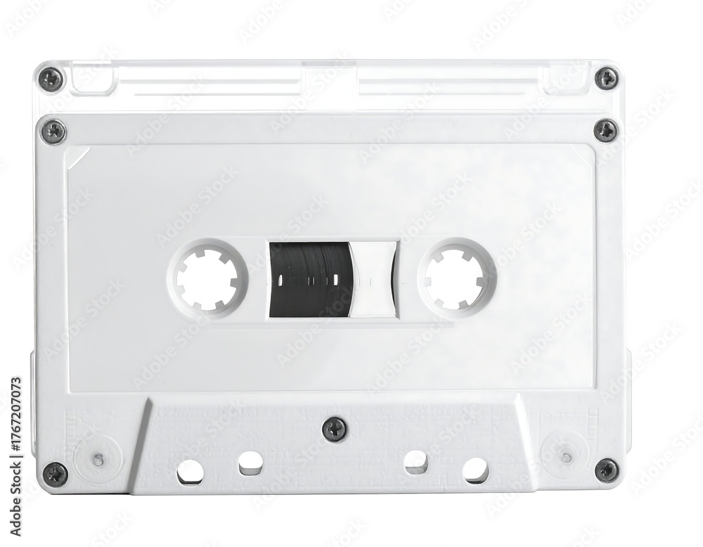 Fototapeta premium A close-up view of a white, vintage, audio cassette tape