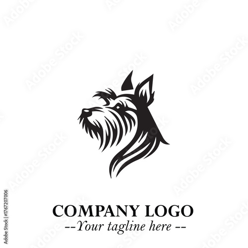 Cute Head of Dog Logo Symbol in Black on White Background with Modern Minimalist Design
