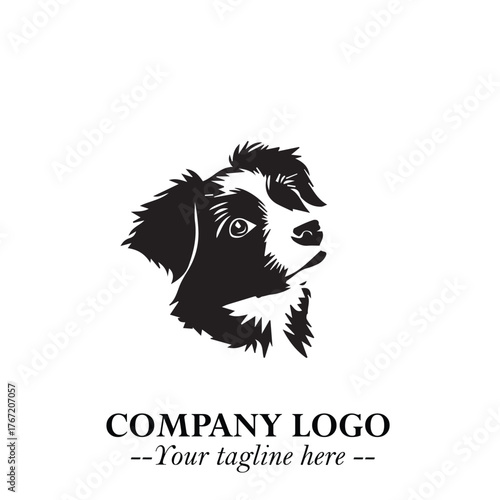 Cute Head of Dog Logo Symbol in Black on White Background with Modern Minimalist Design
