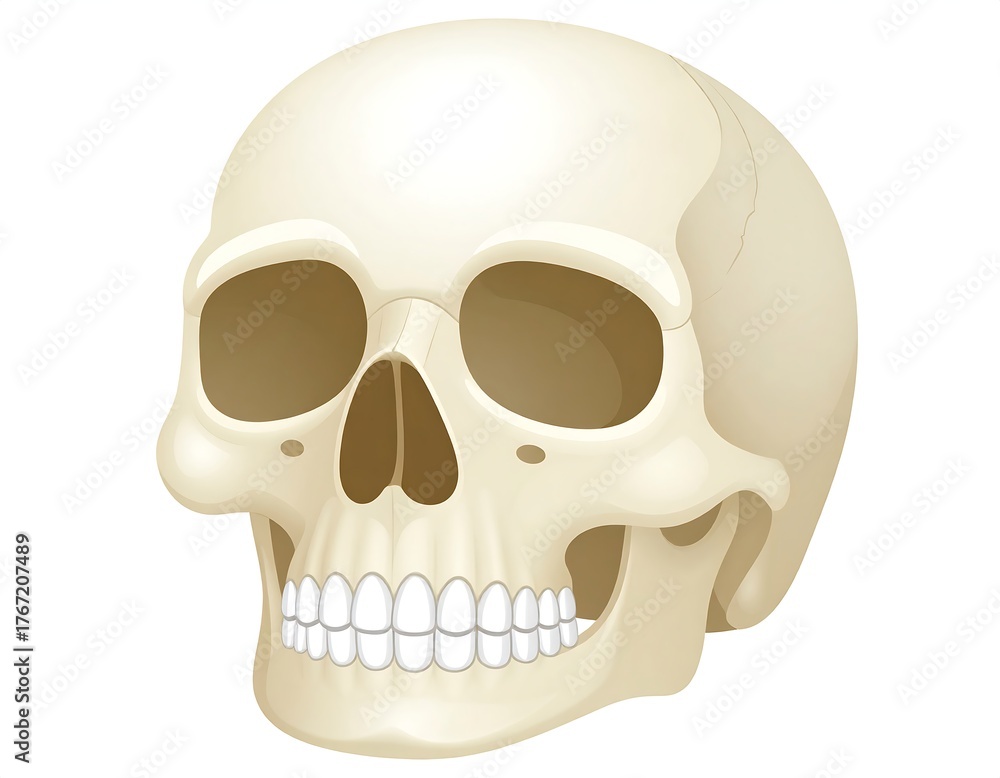 Obraz premium A detailed, digitally rendered illustration of a human skull
