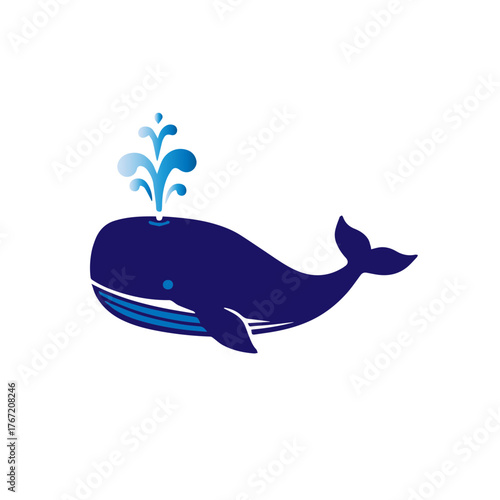 Blue Whale Spouting Water