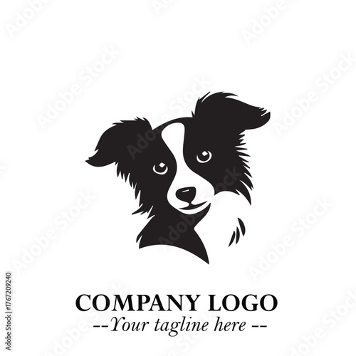 Cute Head of Dog Logo Symbol in Black on White Background with Modern Minimalist Design
