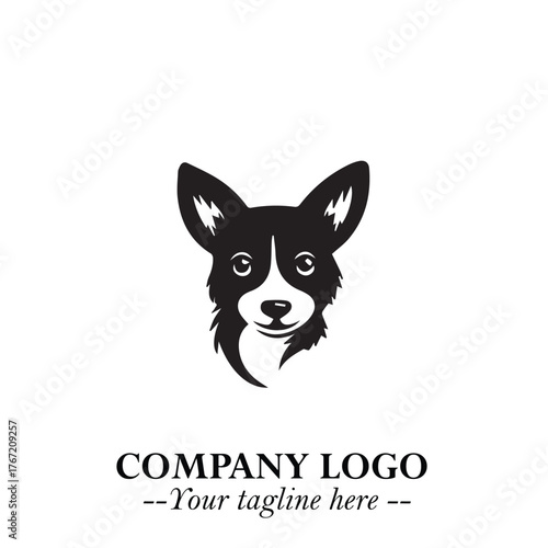 Cute Head of Dog Logo Symbol in Black on White Background with Modern Minimalist Design
