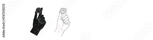 Hand Holding Coin - Money and Finance Vector Illustration Set