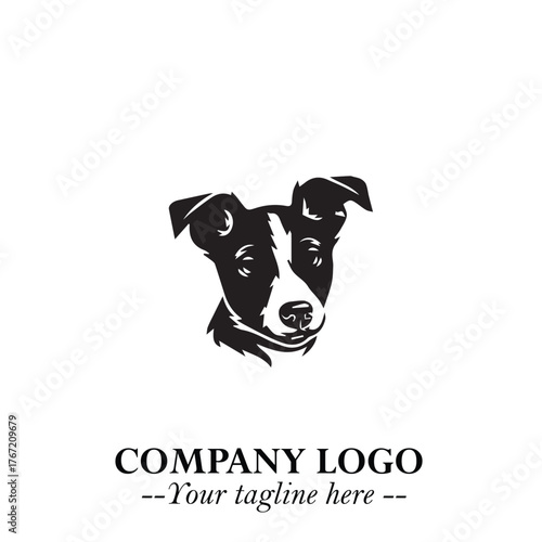 Cute Head of Dog Logo Symbol in Black on White Background with Modern Minimalist Design
