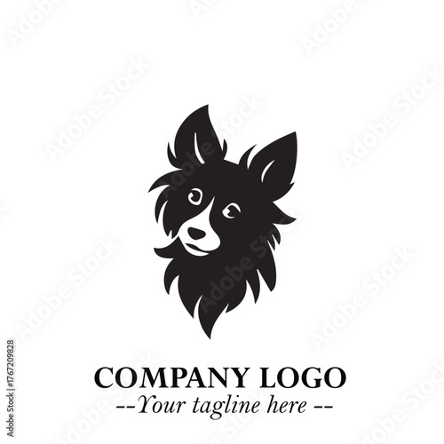 Cute Head of Dog Logo Symbol in Black on White Background with Modern Minimalist Design
