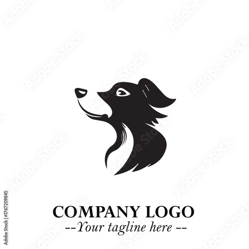 Cute Head of Dog Logo Symbol in Black on White Background with Modern Minimalist Design

