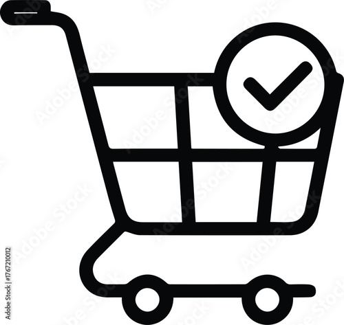 vector shopping cart icon on white background 