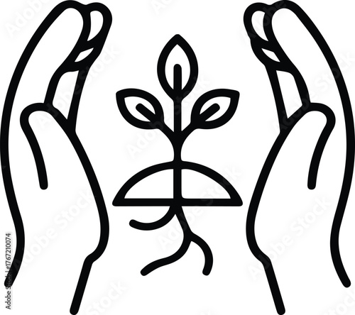 black and white silhouette of save plants symbol vector illustration