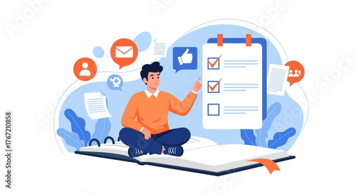 A Person Meditating While Reviewing A Checklist And Managing Communication