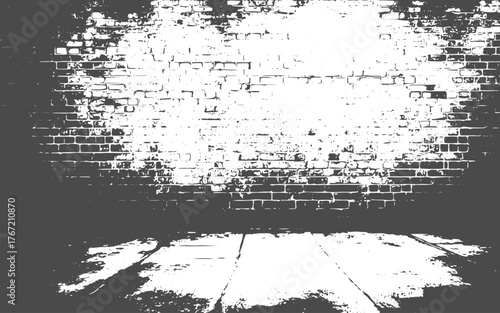 Old brick wall background. Black and white grunge texture.Vector distressed overlay brick wall old texture.Grunge abstract background.