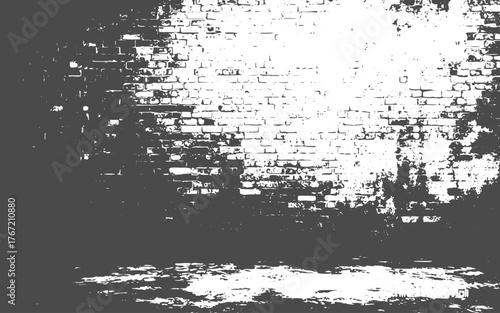 Wallpaper Mural Old brick wall background. Black and white grunge texture.Vector distressed overlay brick wall old texture.Grunge abstract background. Torontodigital.ca