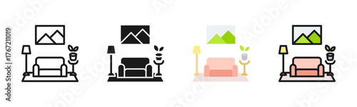 Living Room Icon Pack In Multiple Styles
