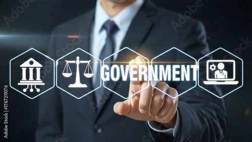 GOVERNMENT. Electronic government concept. Modern governance technologies. Digitalization. Digital transformation public government sector