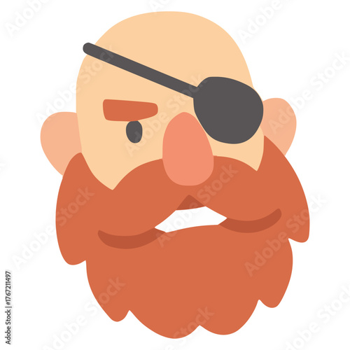 man with eye patch cartoon character flat color vector illustration template design