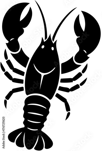 Monochromatic Crayfish or Lobster Graphic: Bold Seafood Illustration