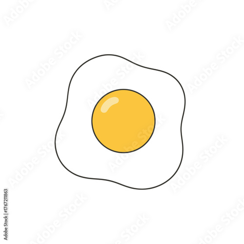 A simple illustration of a sunny-side-up fried egg, showing the yolk and white.