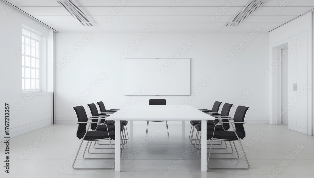 Fototapeta premium Empty conference room with blackboard