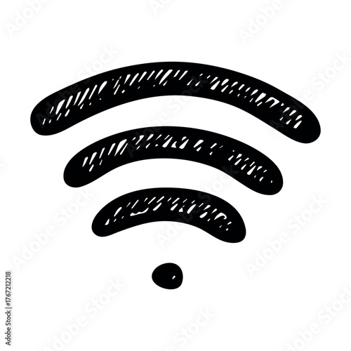 Hand drawn free wifi spot zone sign Public wi-fi area sign Wireless internet clipart in doodle style Single element for print, web, design, decor 3G, 4G, 5G, 6G, IoT