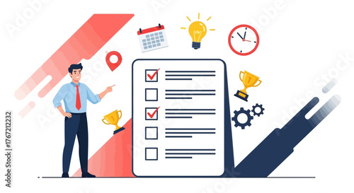 Business Professional Showing Successful Checklist Completion, Task Management And Planning