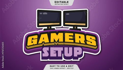 gamers setup editable text effect with modern and simple style