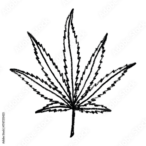 Hand drawn cannabis leaf Medicine marijuana Hemp leaves clipart in doodle style Single element for print, web, design, decor