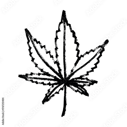 Hand drawn cannabis leaf Medicine marijuana Hemp leaves clipart in doodle style Single element for print, web, design, decor