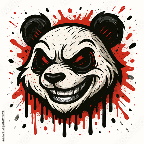Vandal Panda Mascot — Red & Black Graffiti Vector
