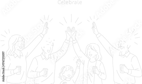 Joyful Reunion: A family celebrates a special occasion, their silhouettes rising in jubilation as they share the warmth of connection. This scene speaks volumes of love, kinship.