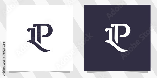 letter lp pl logo design vector