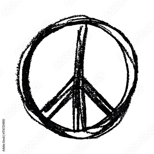 Hand drawn peace sign No war symbol Hippie clipart in doodle style Single element for print, web, design, decor