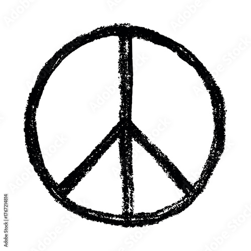 Hand drawn peace sign No war symbol Hippie clipart in doodle style Single element for print, web, design, decor