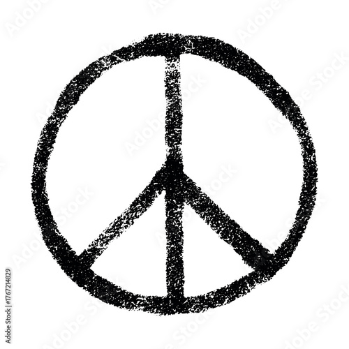 Hand drawn peace sign No war symbol Hippie clipart in doodle style Single element for print, web, design, decor
