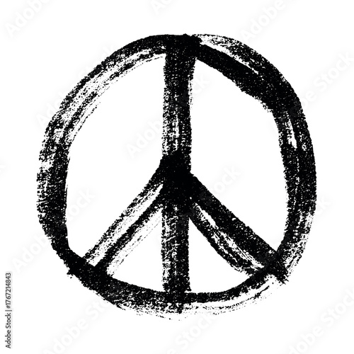 Hand drawn peace sign No war symbol Hippie clipart in doodle style Single element for print, web, design, decor