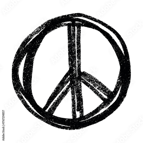 Hand drawn peace sign No war symbol Hippie clipart in doodle style Single element for print, web, design, decor
