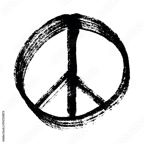 Hand drawn peace sign No war symbol Hippie clipart in doodle style Single element for print, web, design, decor