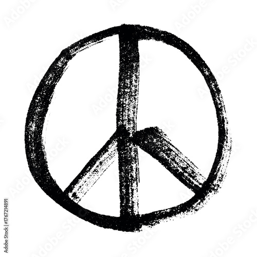 Hand drawn peace sign No war symbol Hippie clipart in doodle style Single element for print, web, design, decor
