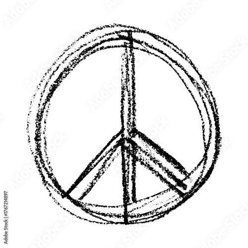 Hand drawn peace sign No war symbol Hippie clipart in doodle style Single element for print, web, design, decor