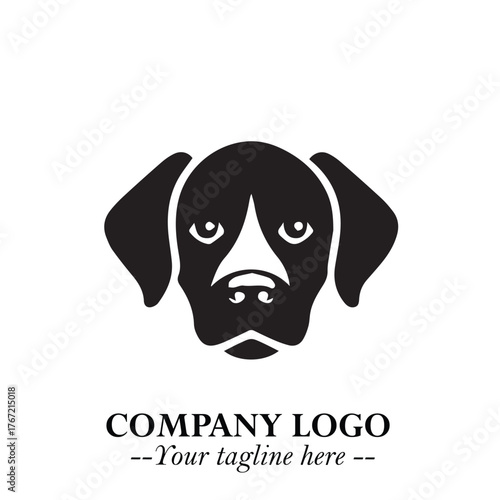Cute Head of Dog Logo Symbol in Black on White Background with Modern Minimalist Design
