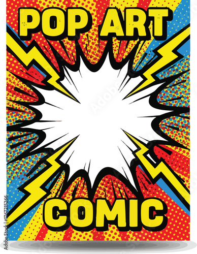 Explosion Comic Book Style Speech Bubble with Lightning Bolts.