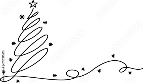 Hand Drawn Christmas Tree Outline 	