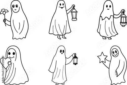Funny Ghost Expression Halloween Character Vector Pack