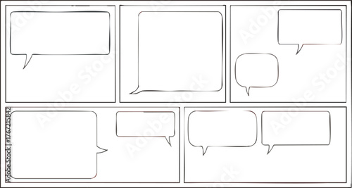 Comic strip template with speech bubbles for storytelling and visual narratives.
