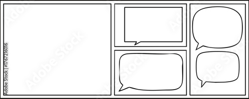 Comic strip layout with panels and speech bubbles for storytelling.