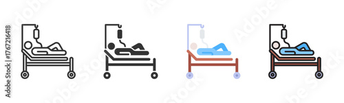 Hospital Bed Icon Pack In Multiple Styles