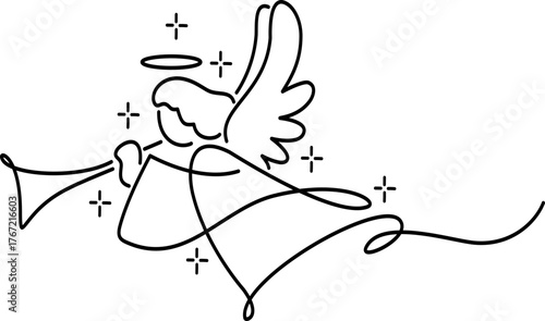 Hand Drawn Christmas Angel Outline