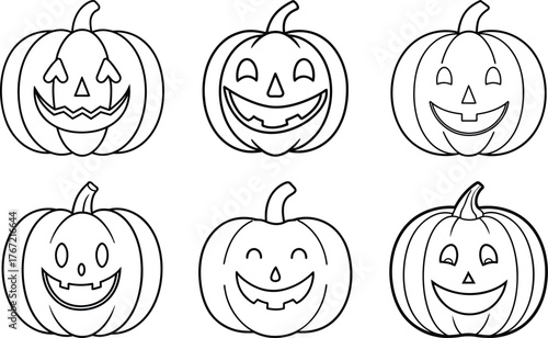 Funny Pumpkin Faces Halloween Cartoon Vector Bundle