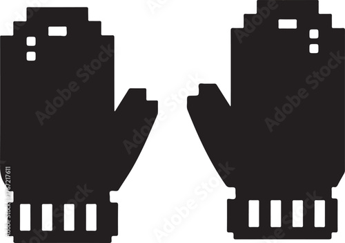 isolated   pixelated mittens  Vector , pixelated mittens Silhouette,  pixelated mittens icon  pixelated mittens outline silhouette symbol, pixelated mittens Vector illustration, Vector Graphic, EPS 10
